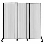 VERSARE QuickWall Sliding Portable Partition 7' x 6'8" Clear Fluted Polycarbonate 1811220